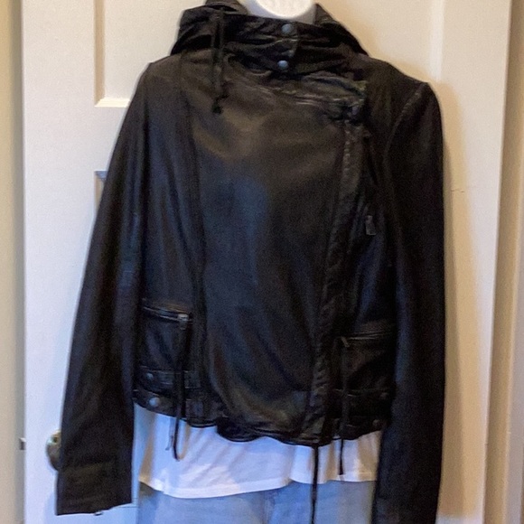 All Saints Black Leather Jacket - Picture 1 of 10